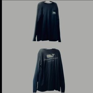 Vineyard Vines Ocean Reef Whale Pocket Navy Blue Long Sleeve Tee Size Medium